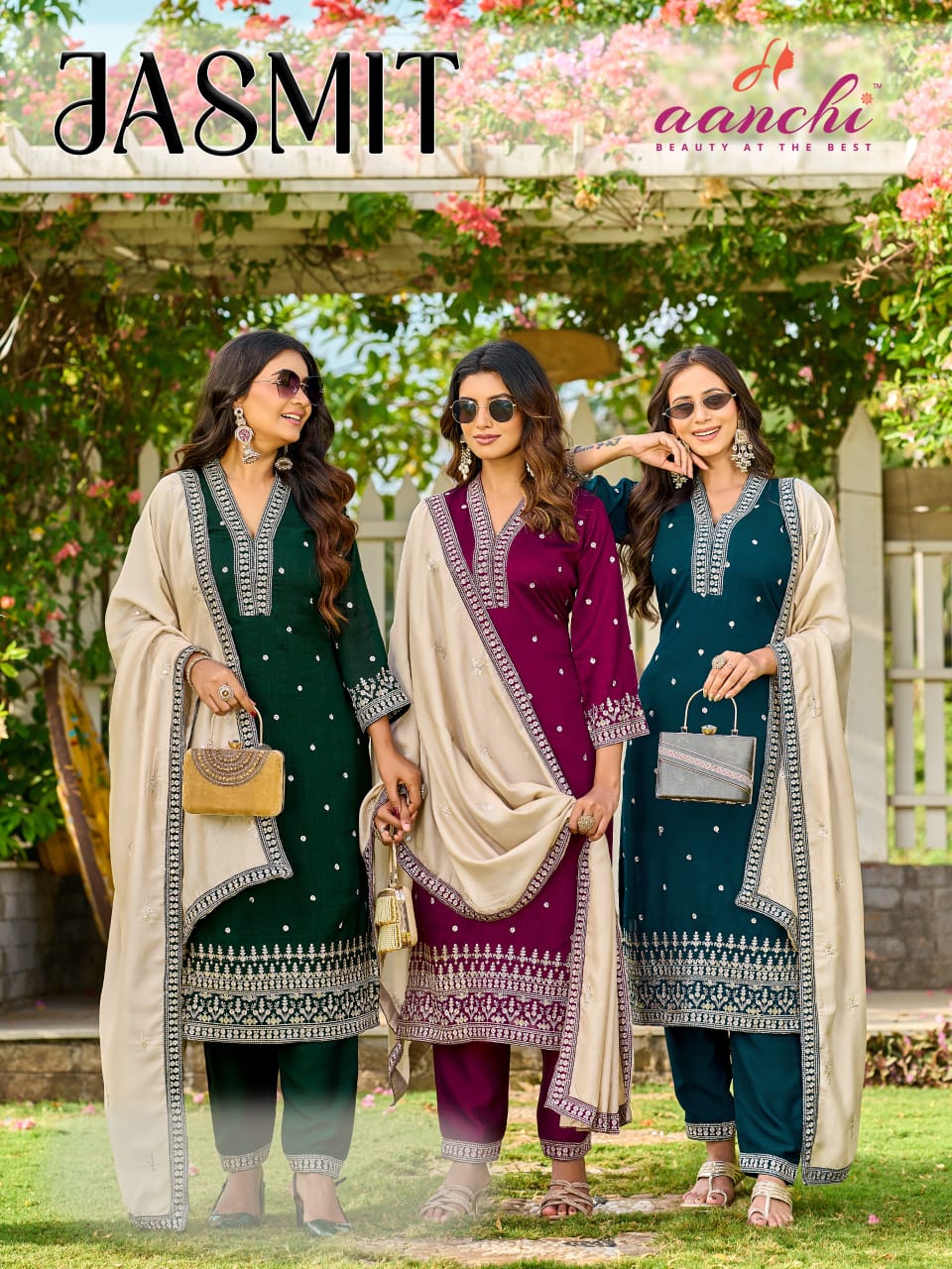 Jasmit Aanchi Vichitra Silk Readymade Pant Style Suits Supplier Ahmedabad
