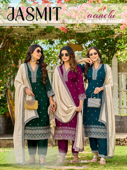 Jasmit Aanchi Vichitra Silk Readymade Pant Style Suits Supplier Ahmedabad