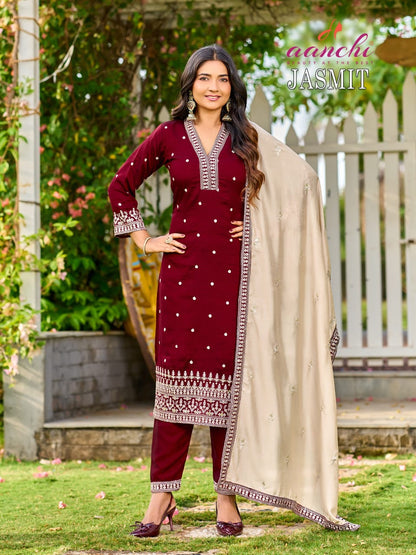 Jasmit Aanchi Vichitra Silk Readymade Pant Style Suits Supplier Ahmedabad