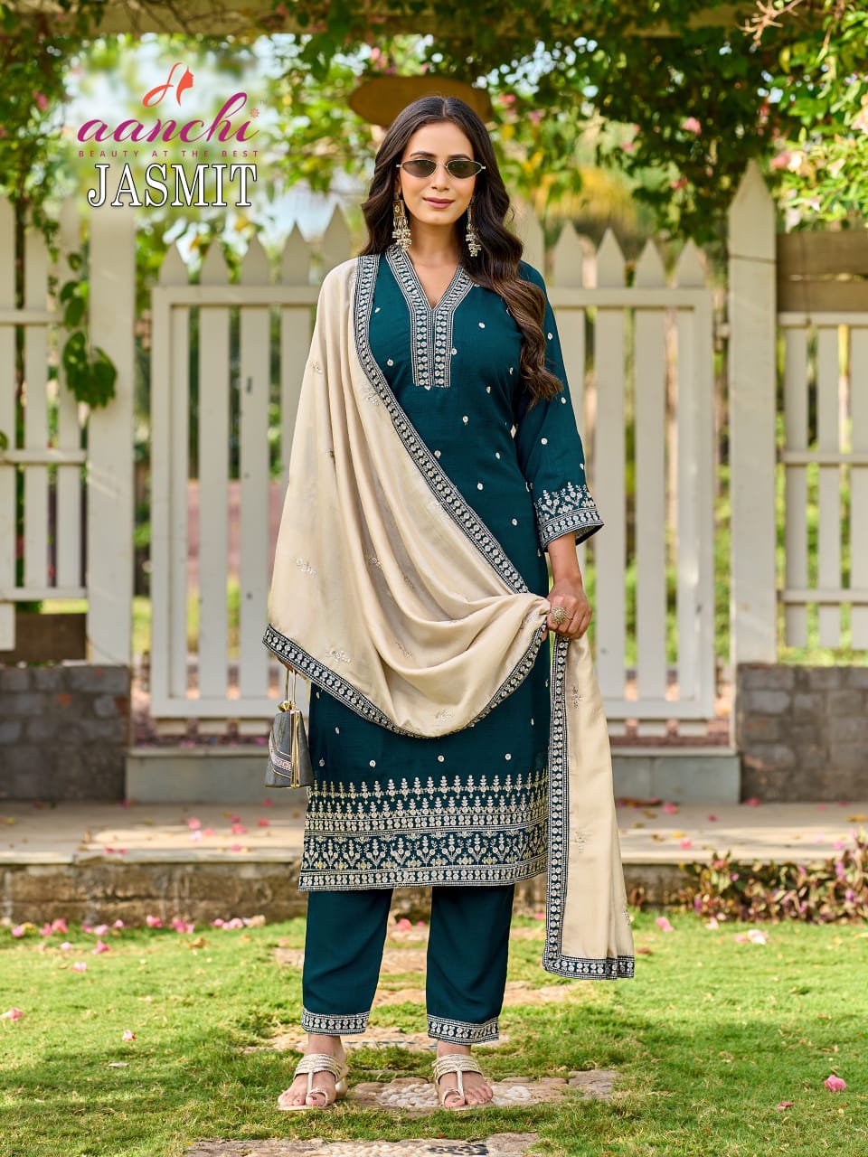 Jasmit Aanchi Vichitra Silk Readymade Pant Style Suits Supplier Ahmedabad