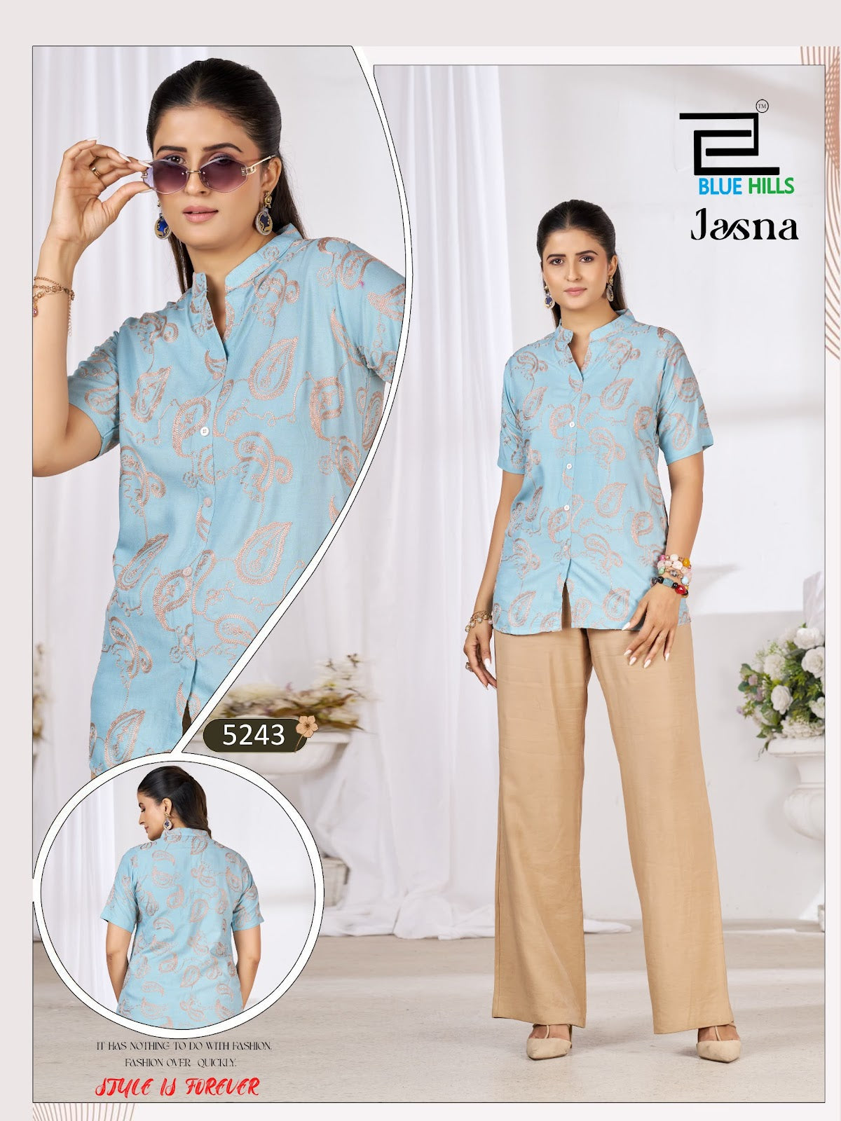 Jasna Blue Hills Rayon 14Kg Women Shirts Manufacturer Gujarat