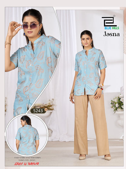 Jasna Blue Hills Rayon 14Kg Women Shirts Manufacturer Gujarat