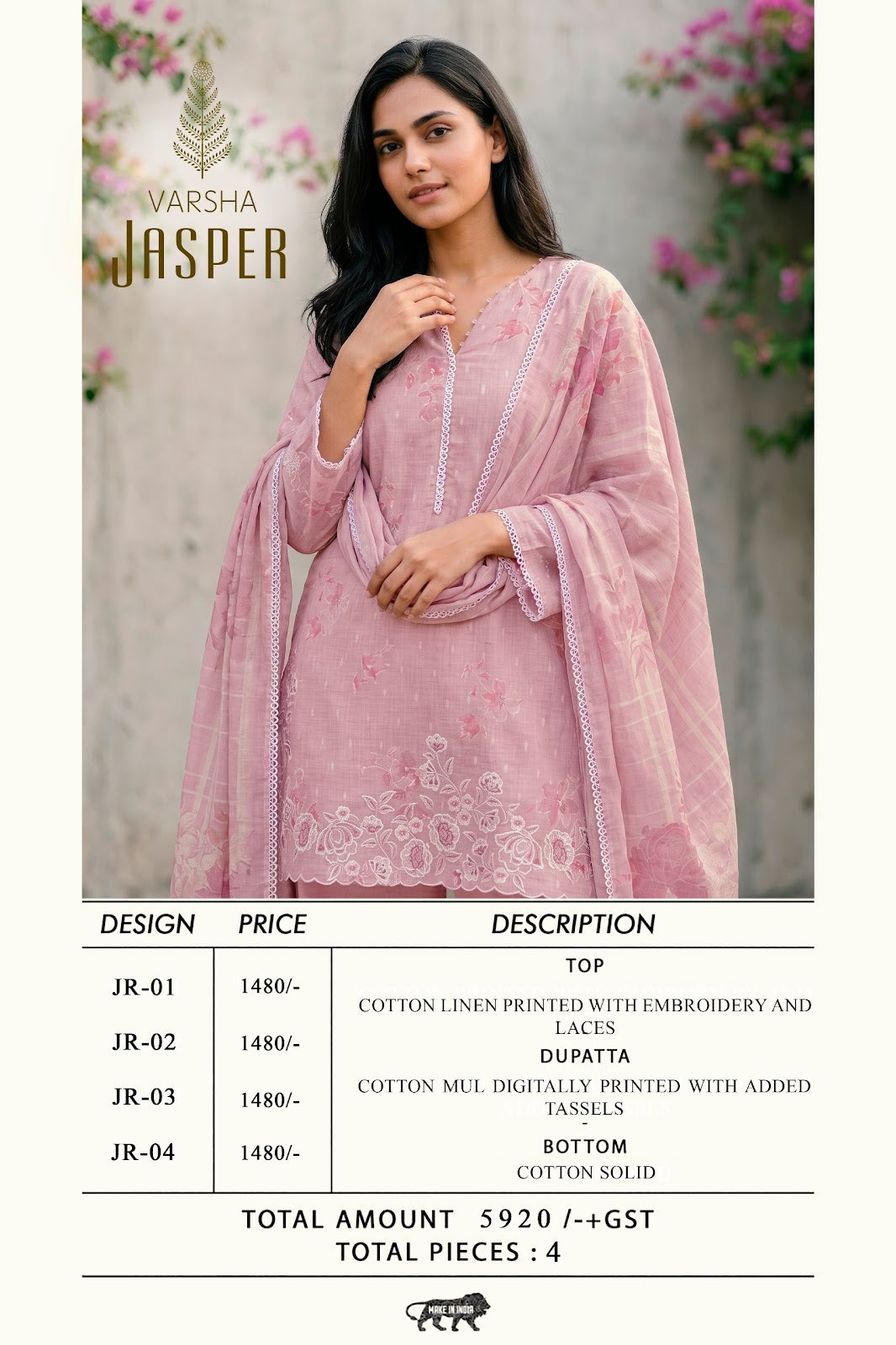 Jasper Varshaa Cotton Linen Pant Style Suits Supplier India