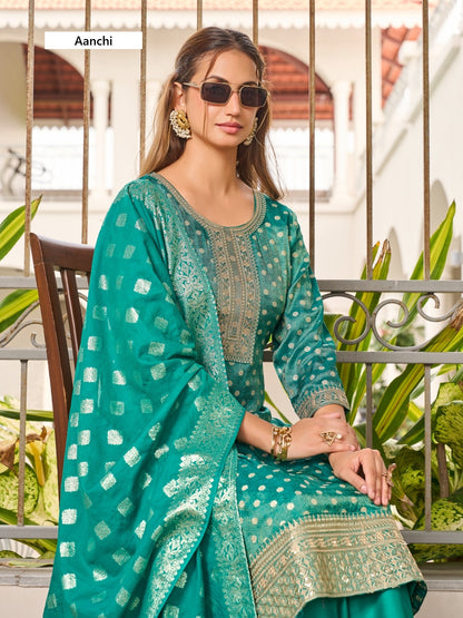 Jassi Aanchi Shimmer Readymade Pant Style Suits Wholesale Price