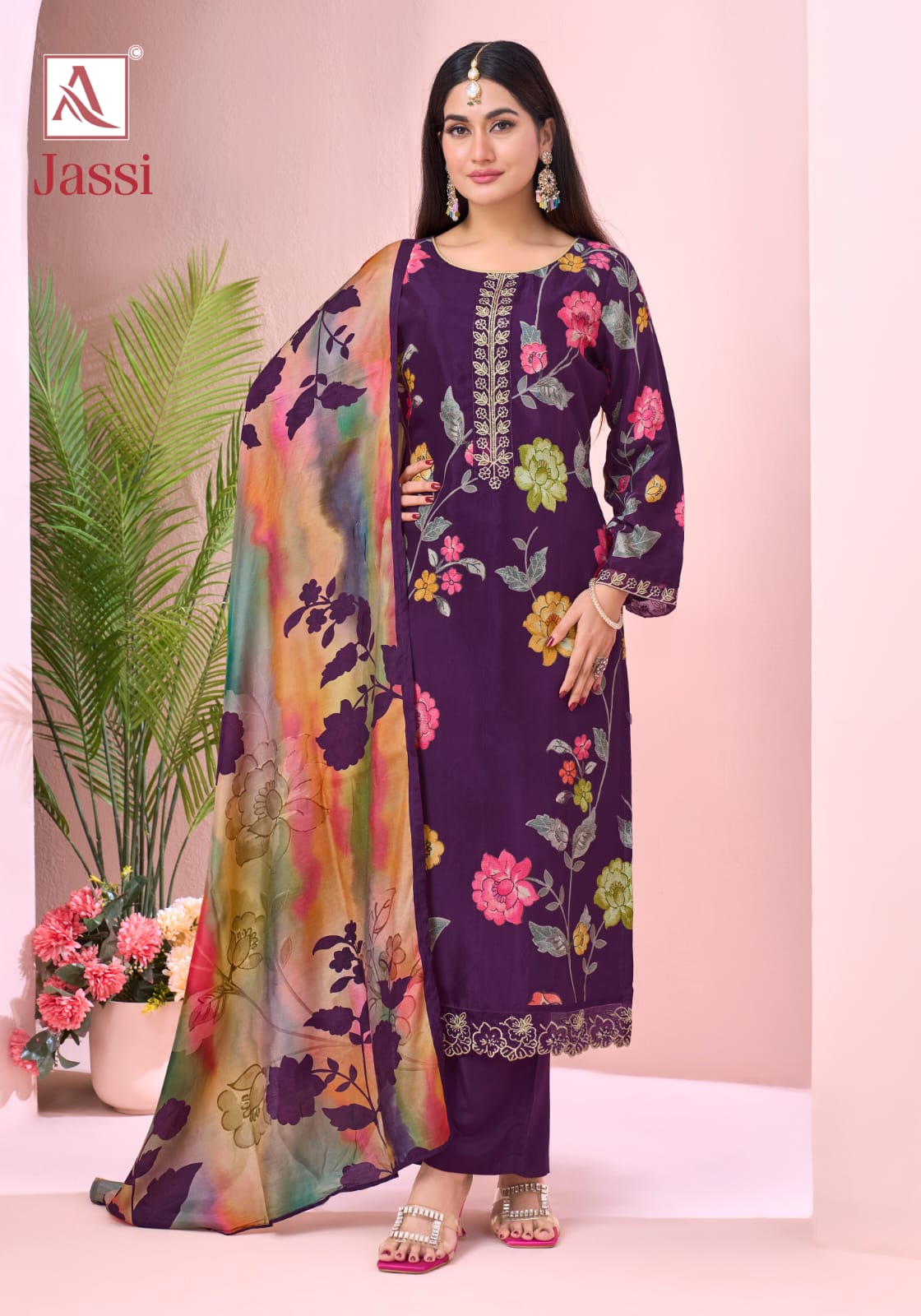 Jassi Alok Viscose Muslin Karachi Salwar Suits Manufacturer Ahmedabad