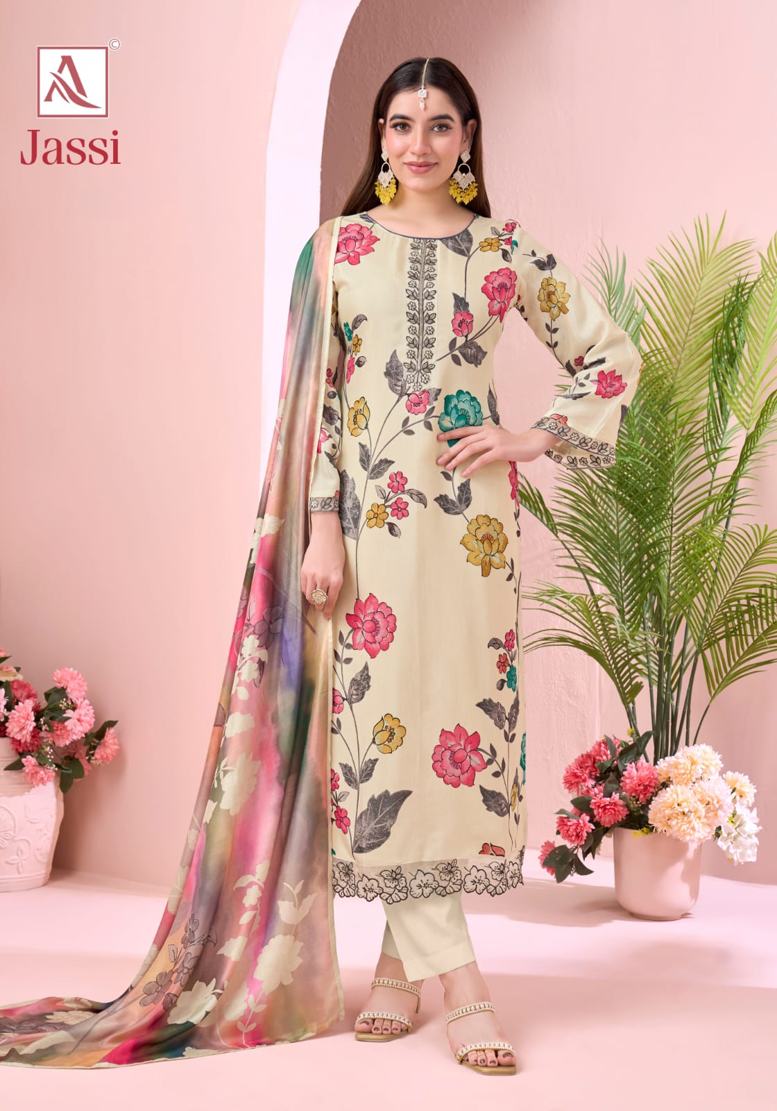 Jassi Alok Viscose Muslin Karachi Salwar Suits Manufacturer Ahmedabad