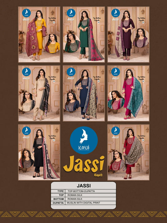 Jassi Kaya Roman Silk Readymade Pant Style Suits Supplier Gujarat