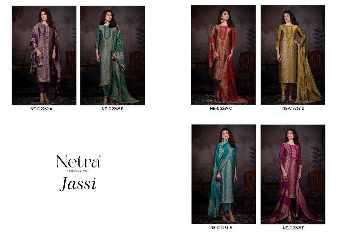 Jassi Netra Woven Silk Pant Style Suits Wholesale Price