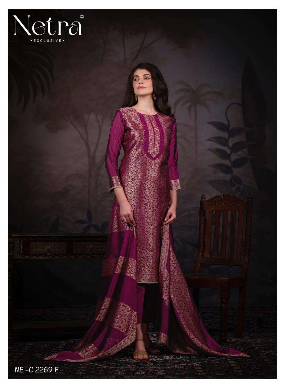 Jassi Netra Woven Silk Pant Style Suits Wholesale Price