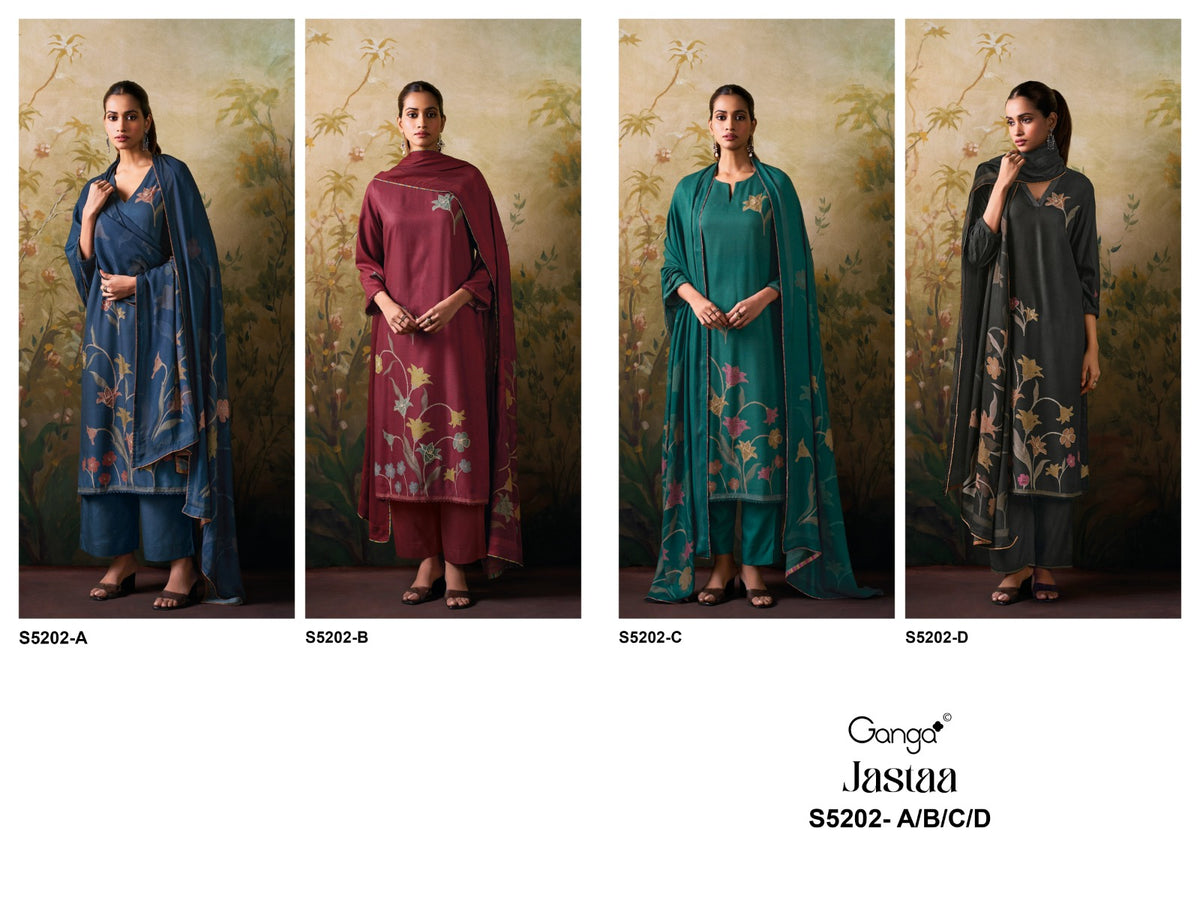 Jastaa S5202 Ganga Wool Pashmina Suits Supplier Ahmedabad