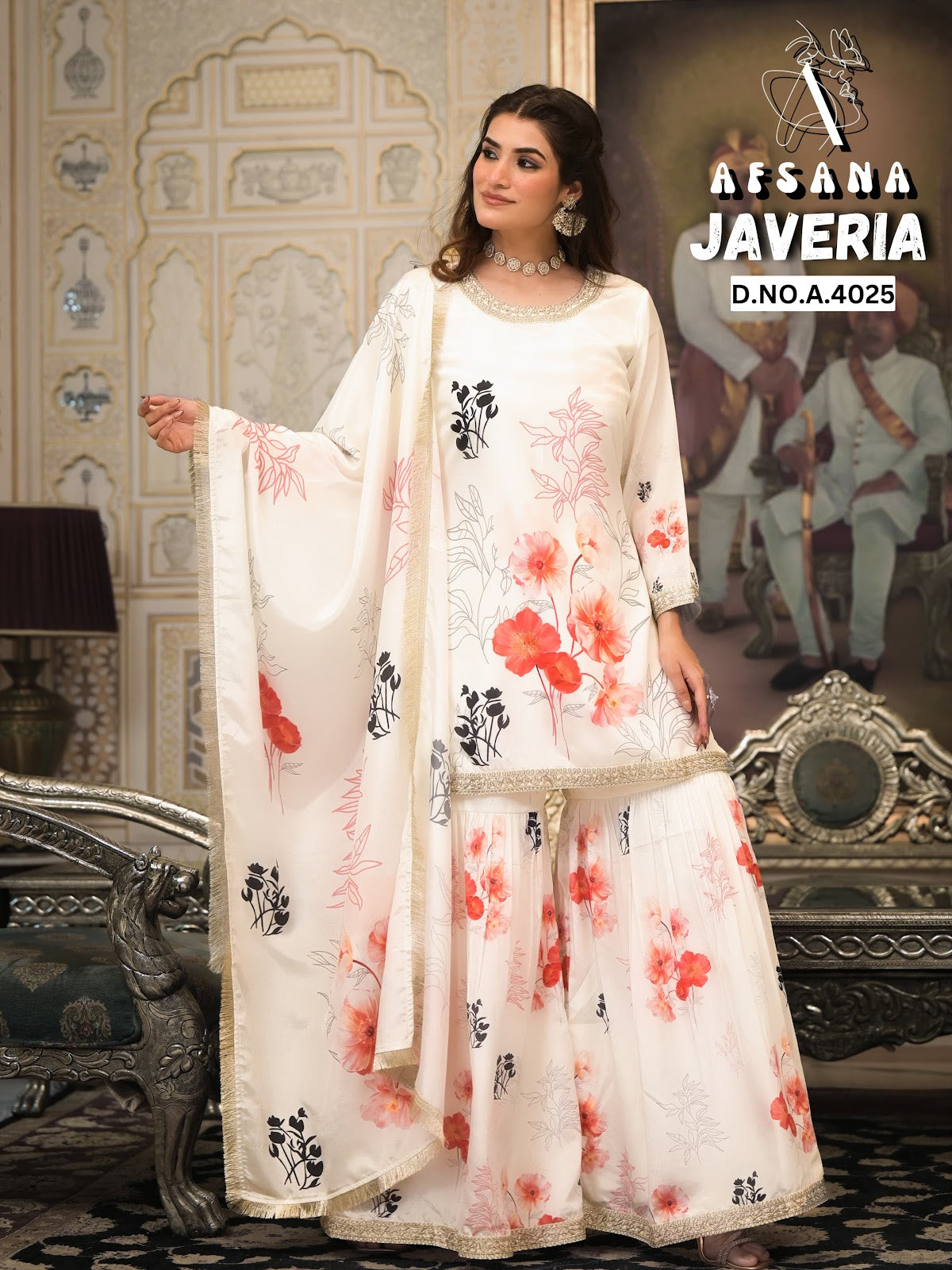 Javeria 4025 Afsana Chiffon Readymade Sharara Suits Wholesaler Gujarat