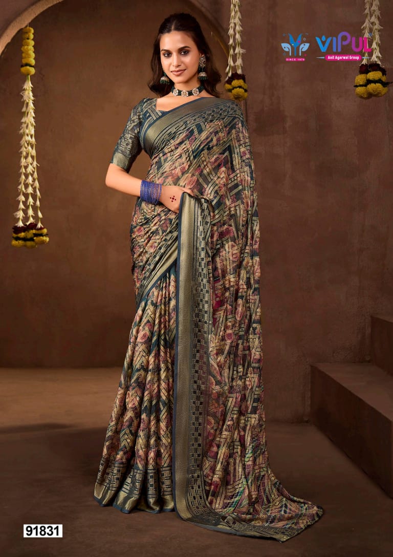 Javitri Vol 3 Vipul Brasso Sarees Exporter India