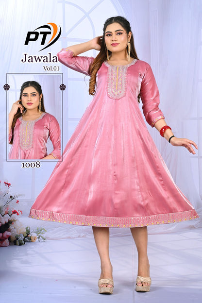 Jawala Vol 1 Pt Satin Anarkali Kurtis Wholesaler India