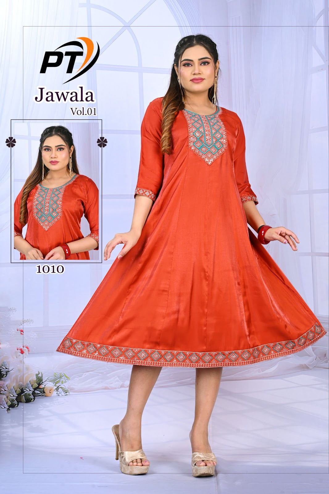 Jawala Vol 1 Pt Satin Anarkali Kurtis Wholesaler India