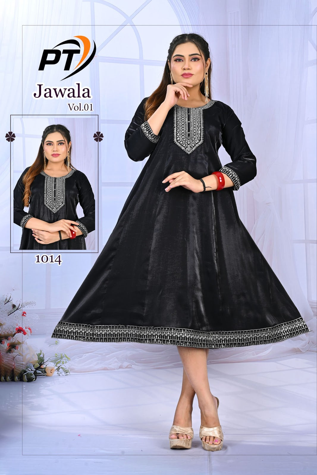 Jawala Vol 1 Pt Satin Anarkali Kurtis Wholesaler India