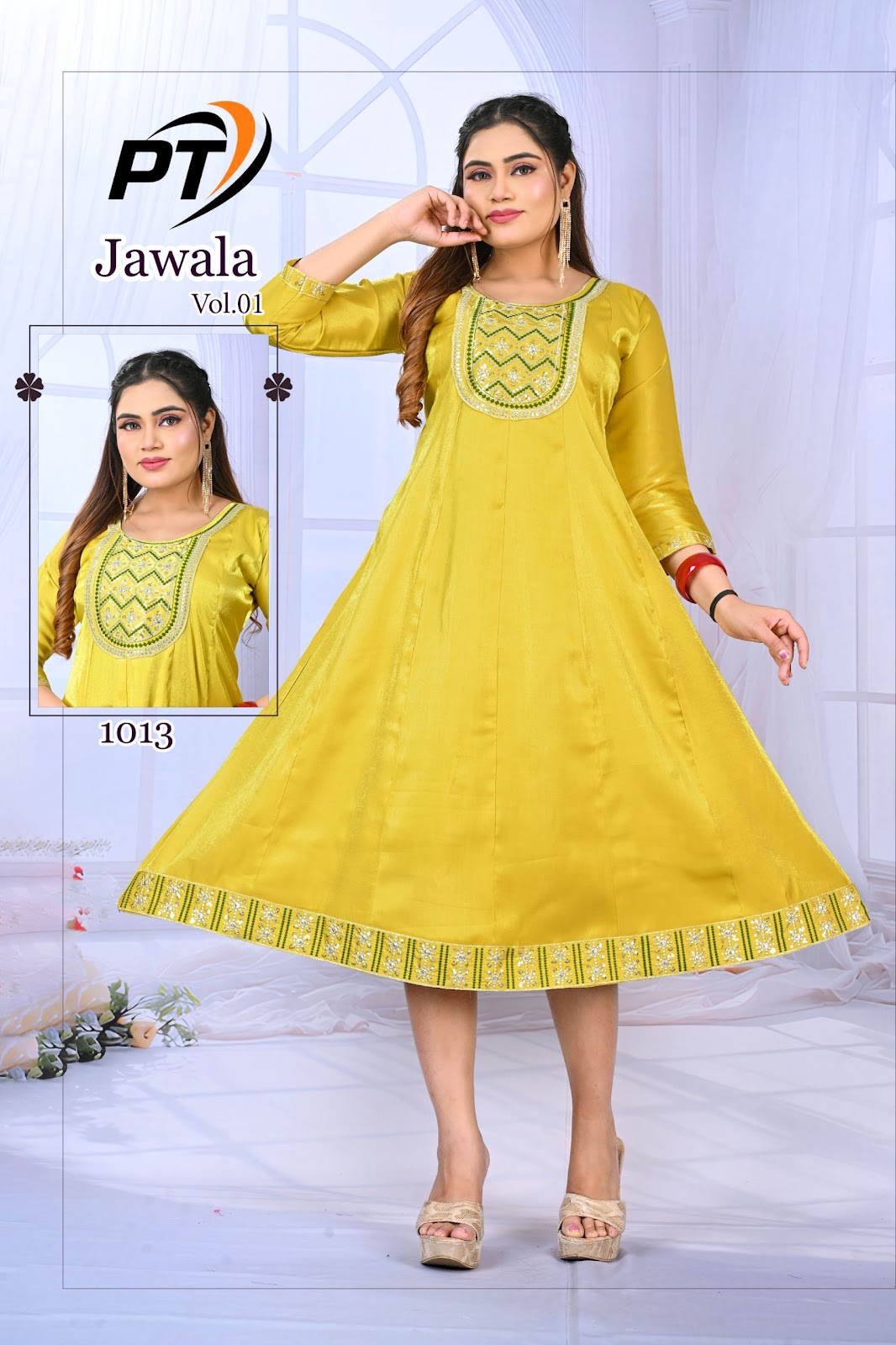 Jawala Vol 1 Pt Satin Anarkali Kurtis Wholesaler India