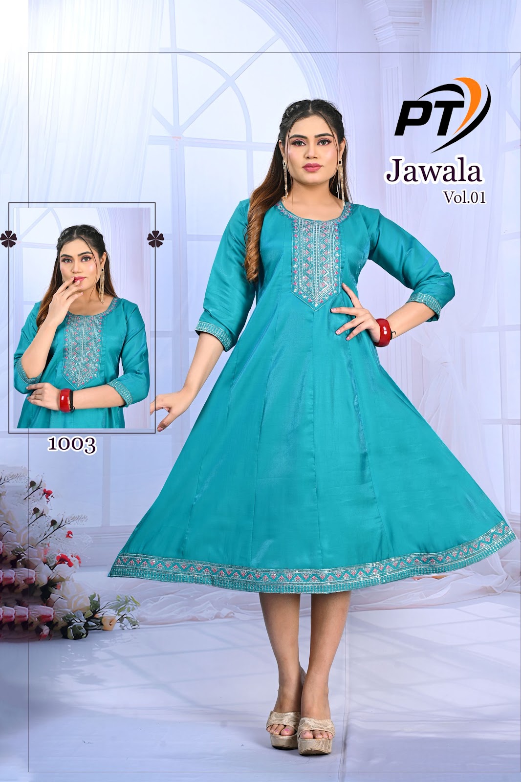 Jawala Vol 1 Pt Satin Anarkali Kurtis Wholesaler India