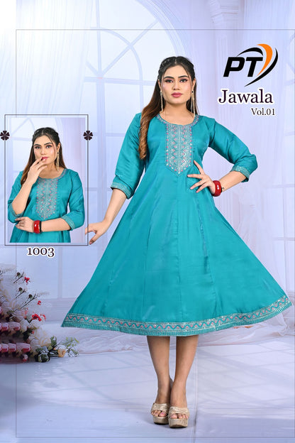 Jawala Vol 1 Pt Satin Anarkali Kurtis Wholesaler India