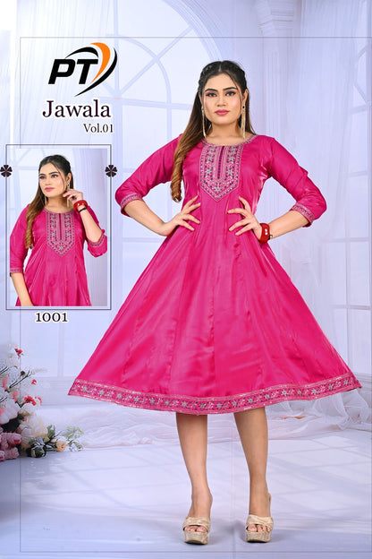 Jawala Vol 1 Pt Satin Anarkali Kurtis Wholesaler India