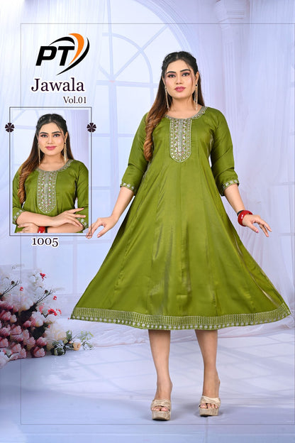Jawala Vol 1 Pt Satin Anarkali Kurtis Wholesaler India
