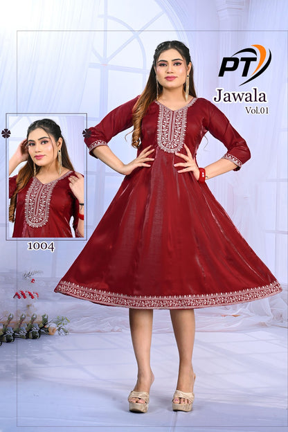 Jawala Vol 1 Pt Satin Anarkali Kurtis Wholesaler India