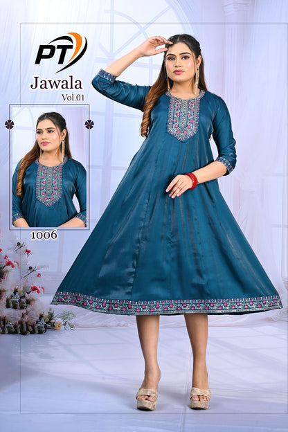 Jawala Vol 1 Pt Satin Anarkali Kurtis Wholesaler India
