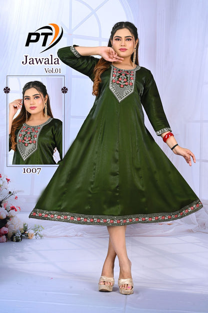 Jawala Vol 1 Pt Satin Anarkali Kurtis Wholesaler India