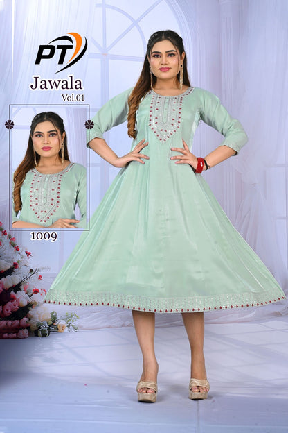 Jawala Vol 1 Pt Satin Anarkali Kurtis Wholesaler India