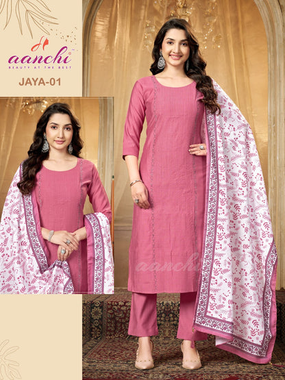 Jaya 01 To 05 Aanchi Vatican Readymade Pant Style Suits Exporter