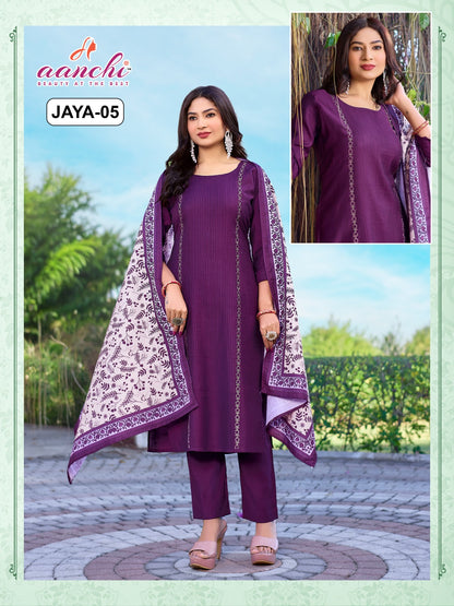 Jaya 01 To 05 Aanchi Vatican Readymade Pant Style Suits Exporter