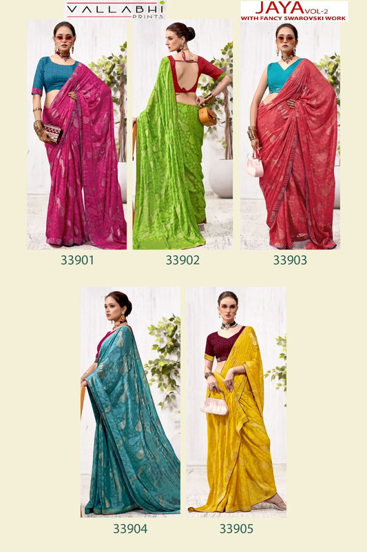 Jaya Vol 2 Vallabhi Prints Moss Sarees Wholesale Price