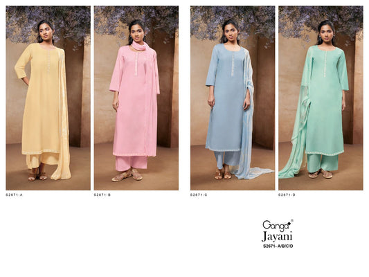 Jayani-2671 Ganga Premium Cotton Plazzo Style Suits Wholesale