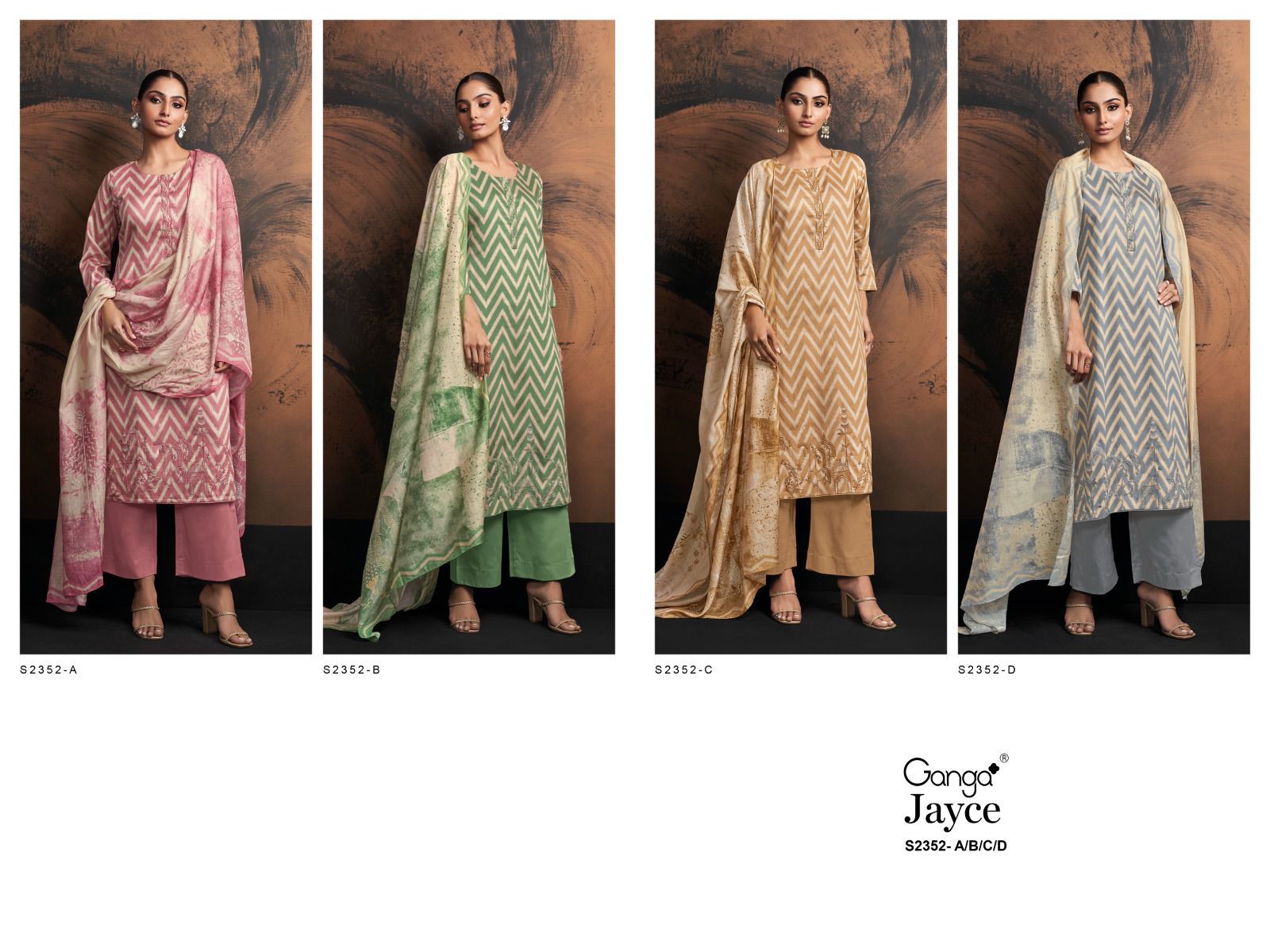 Jayce 2352 Ganga Cotton Silk Plazzo Style Suits