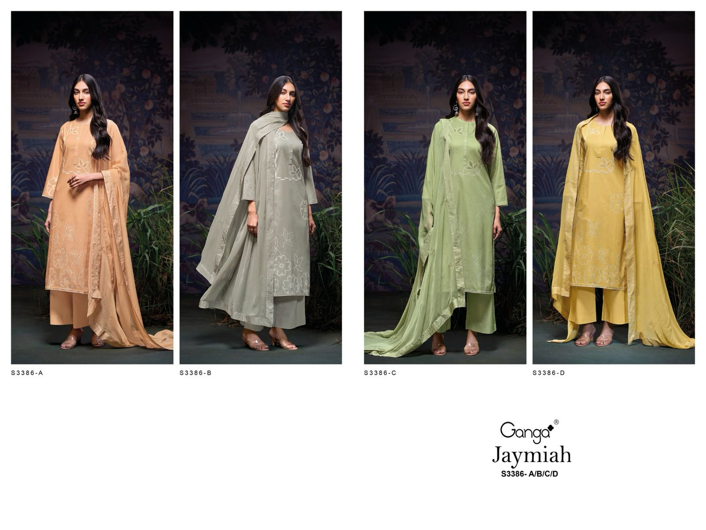 Jaymiah 3386 Ganga Premium Cotton Plazzo Style Suits Wholesaler Gujarat