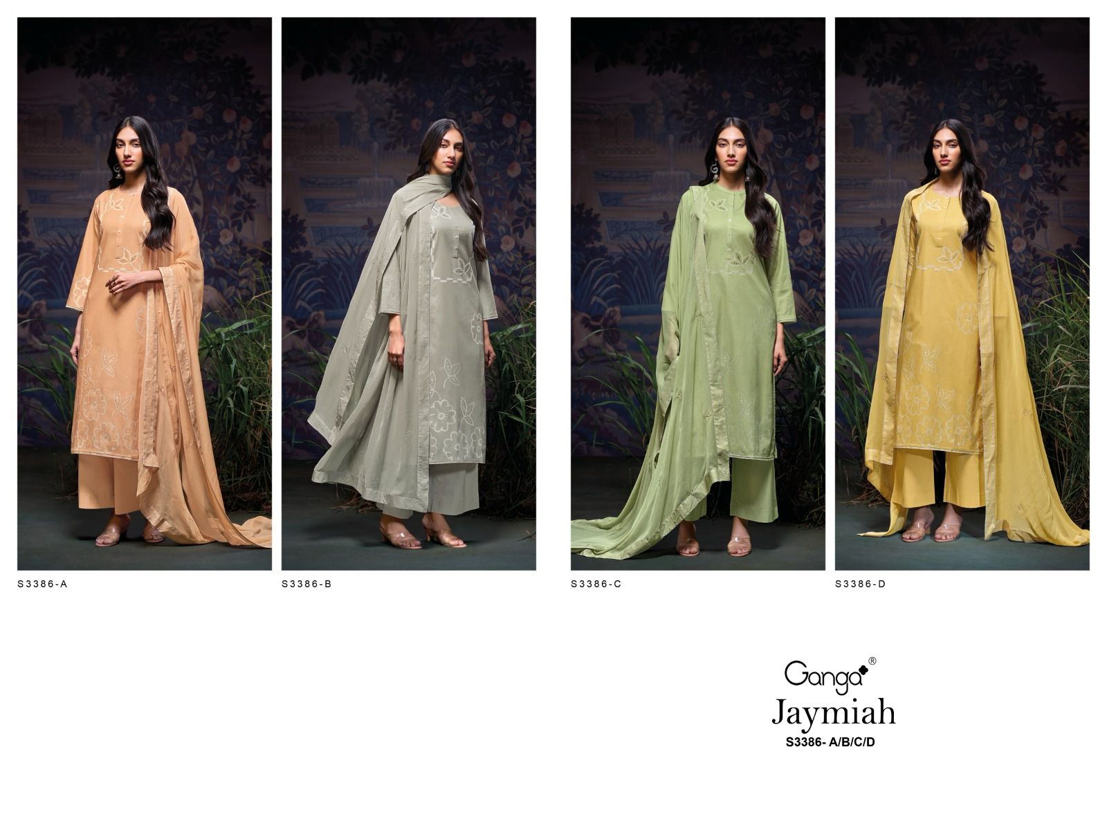 Jaymiah 3386 Ganga Premium Cotton Plazzo Style Suits Wholesaler Gujarat