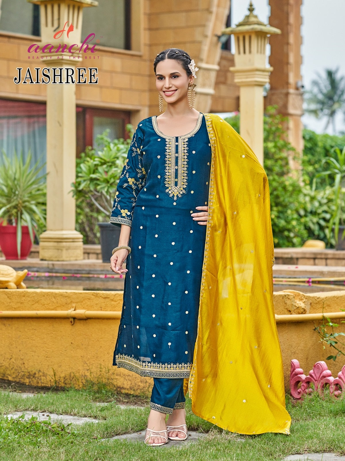 Jayshree Aanchi Vichitra Silk Readymade Pant Style Suits Manufacturer Gujarat