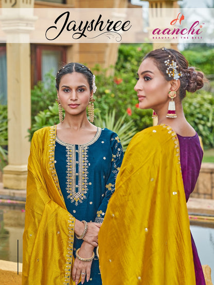 Jayshree Aanchi Vichitra Silk Readymade Pant Style Suits Manufacturer Gujarat