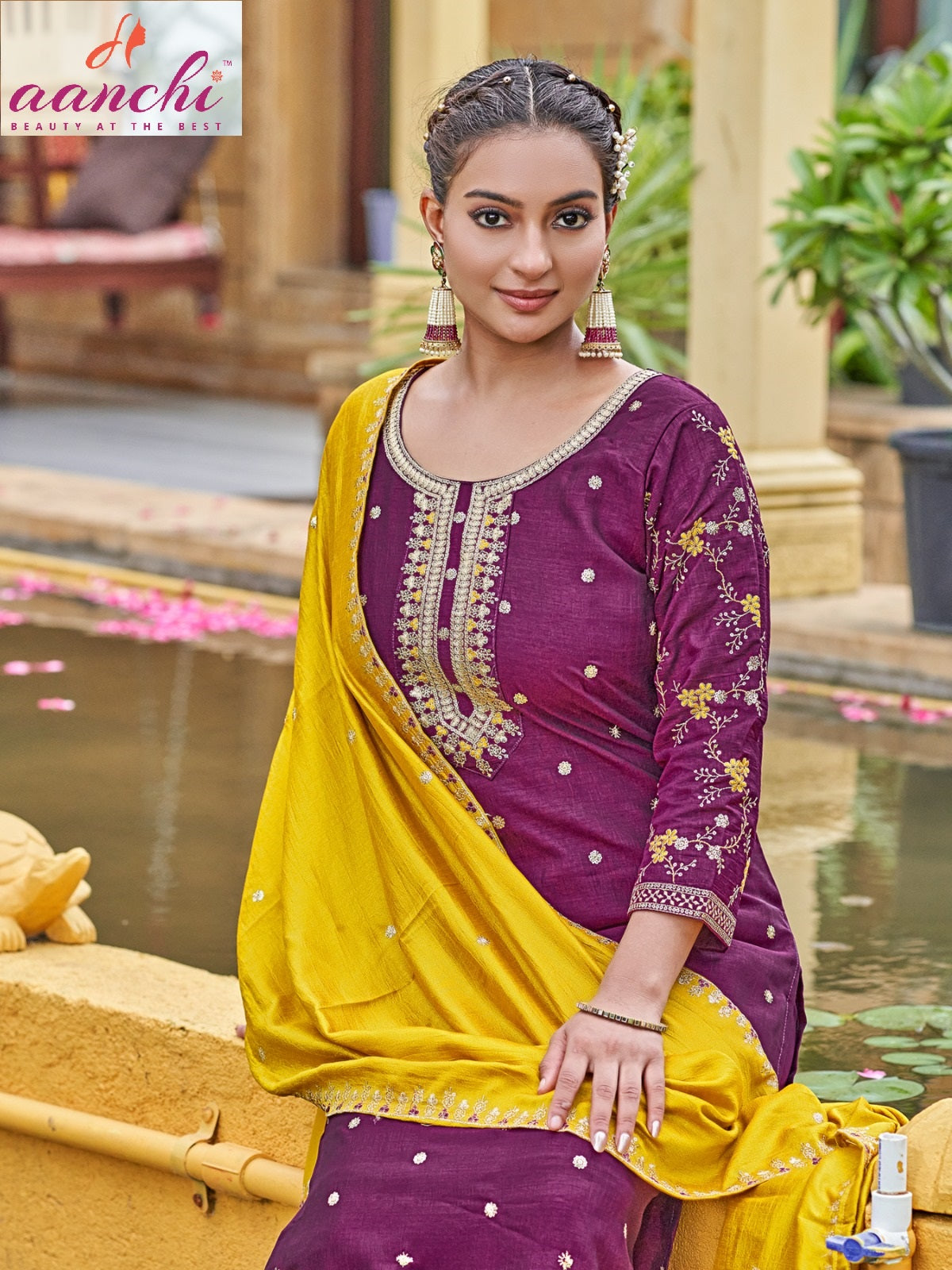 Jayshree Aanchi Vichitra Silk Readymade Pant Style Suits Manufacturer Gujarat