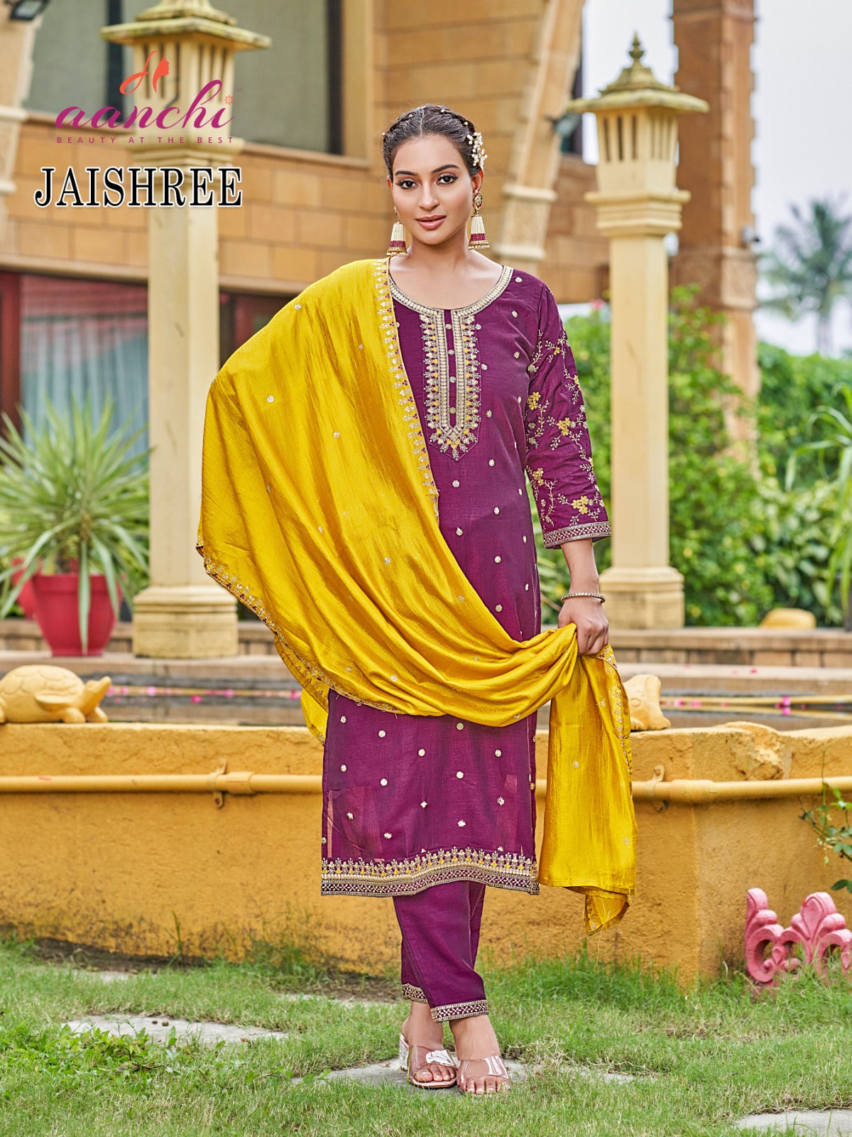 Jayshree Aanchi Vichitra Silk Readymade Pant Style Suits Manufacturer Gujarat