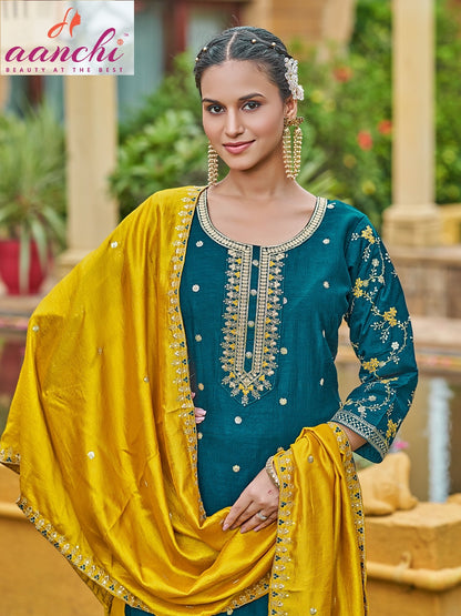 Jayshree Aanchi Vichitra Silk Readymade Pant Style Suits Manufacturer Gujarat