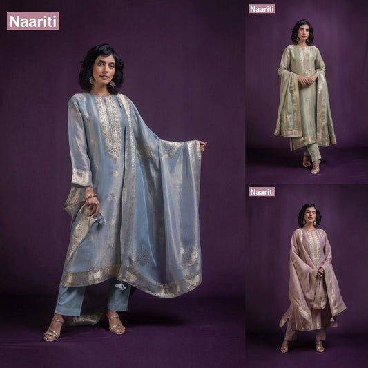 Jazal 2890 Naariti Tissue Silk Pant Style Suits Wholesaler Gujarat