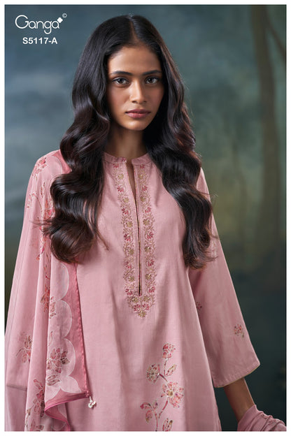 Jazel S5117 Ganga Cotton Satin Plazzo Style Suits Wholesale Rate
