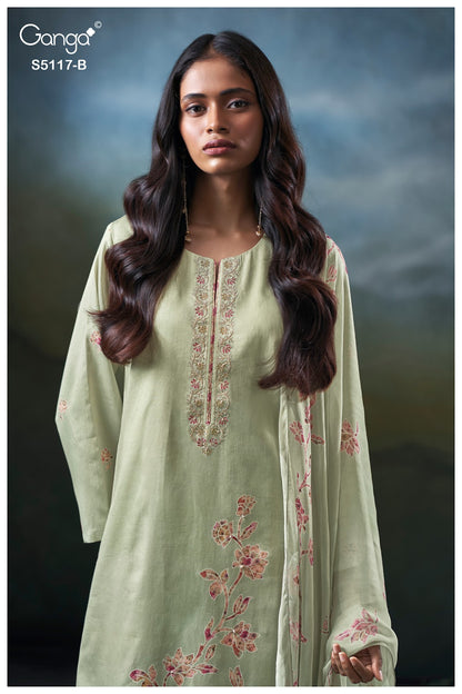 Jazel S5117 Ganga Cotton Satin Plazzo Style Suits Wholesale Rate