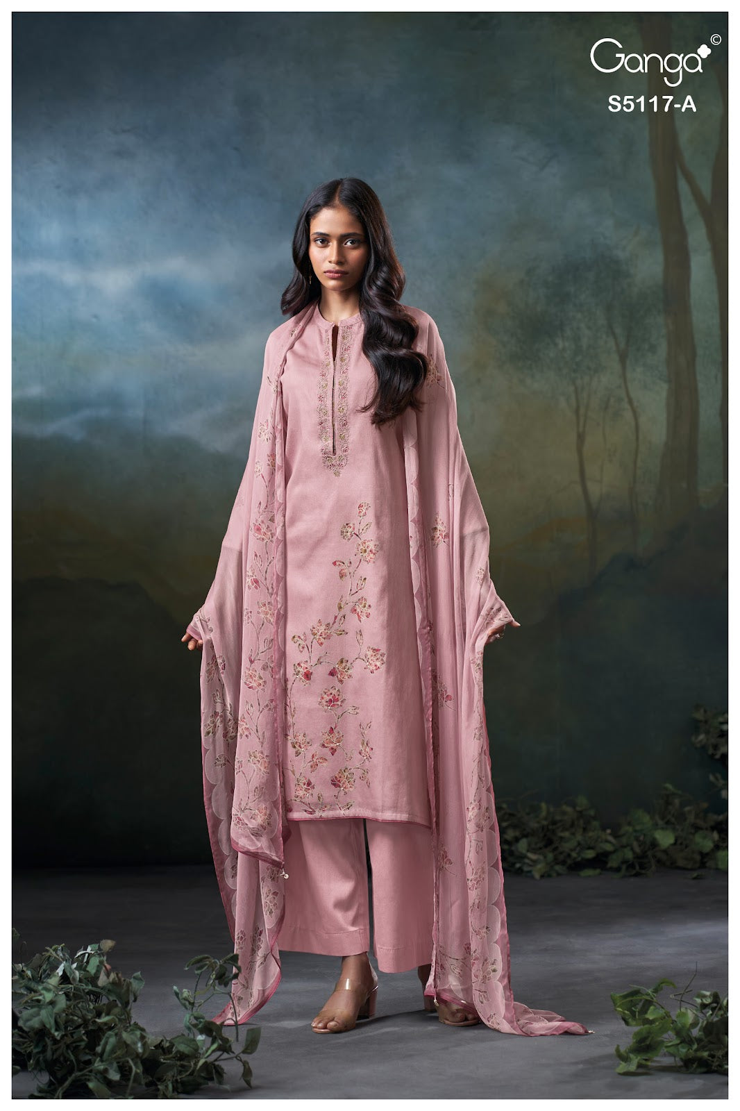 Jazel S5117 Ganga Cotton Satin Plazzo Style Suits Wholesale Rate