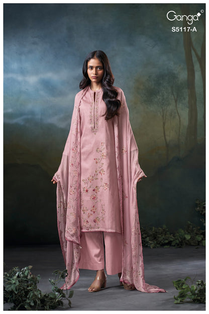 Jazel S5117 Ganga Cotton Satin Plazzo Style Suits Wholesale Rate