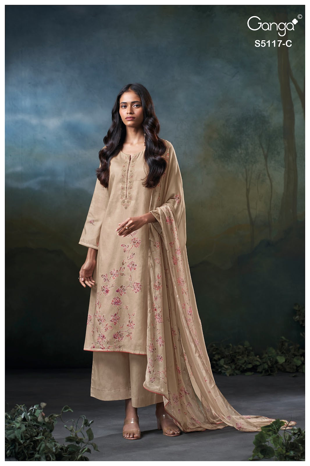 Jazel S5117 Ganga Cotton Satin Plazzo Style Suits Wholesale Rate