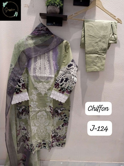 Jazmin 124 Sapphire Lawn Cotton Karachi Readymade Suits Manufacturer Ahmedabad