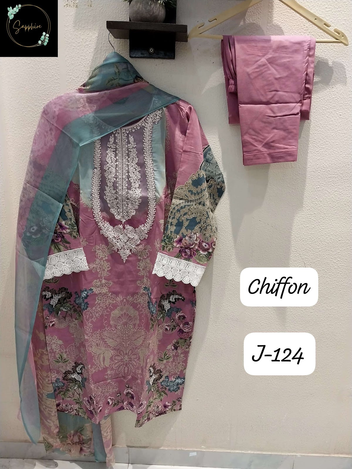 Jazmin 124 Sapphire Lawn Cotton Karachi Readymade Suits Manufacturer Ahmedabad