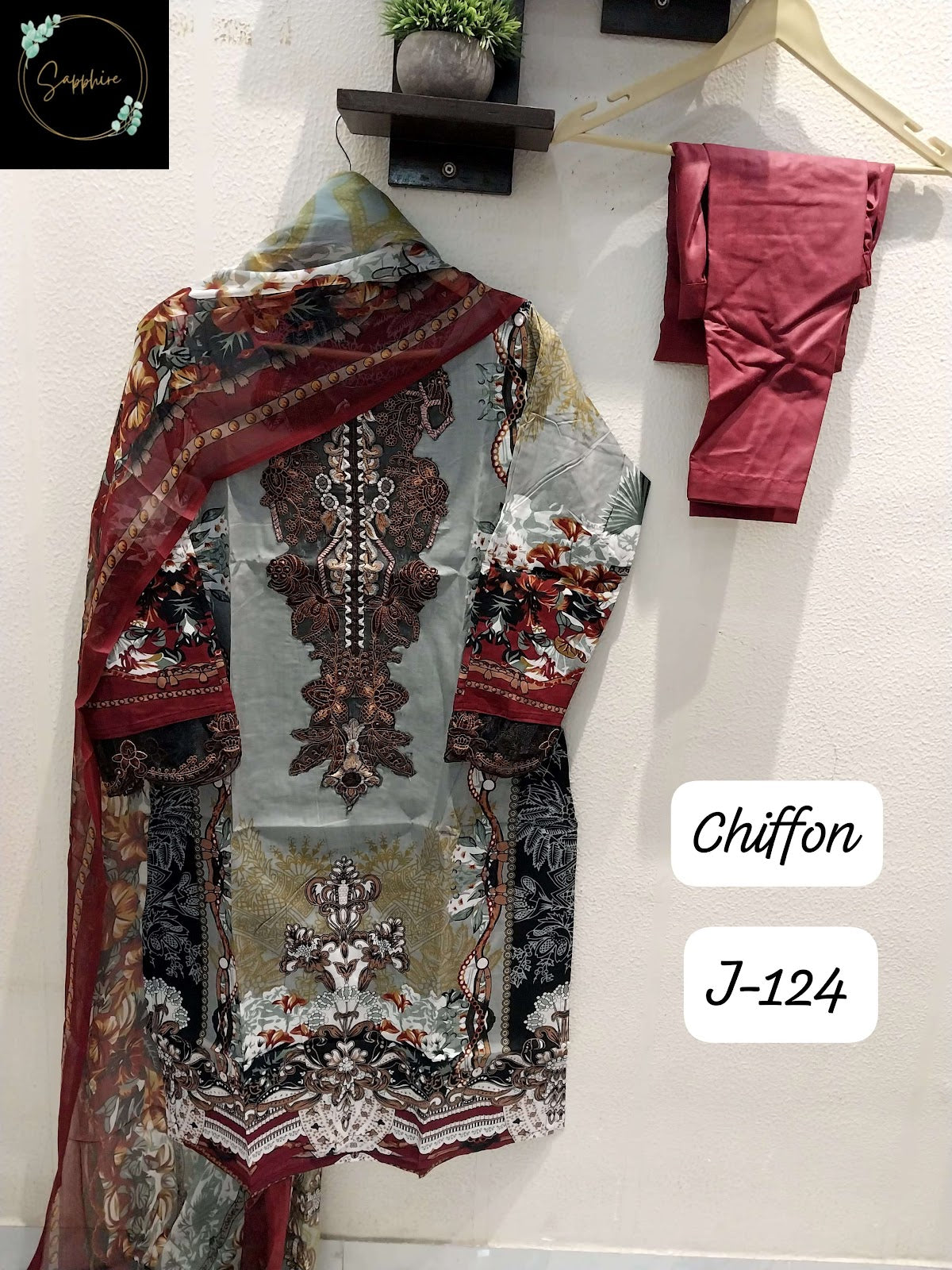 Jazmin 124 Sapphire Lawn Cotton Karachi Readymade Suits Manufacturer Ahmedabad