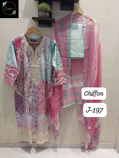 Jazmin 197 Sapphire Lawn Cotton Karachi Readymade Suits Exporter India